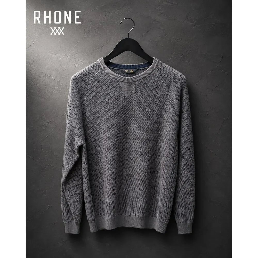 NWT Rhone Men’s Large Textured Crewneck Sweater Charcoal Gray Performance